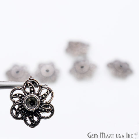Flower Shape Oxidized 16x13mm Charm For Bracelets & Pendants - GemMartUSA