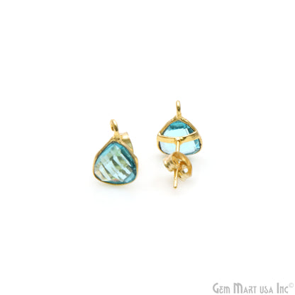 DIY Trillion 8mm Gold Bail Gemstone stud Earring