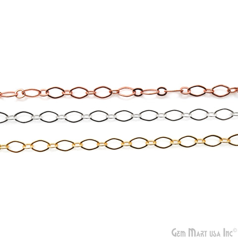 Marquise & Round Link Chain Necklace 6x3mm Marquise Finding Link Chain Necklace