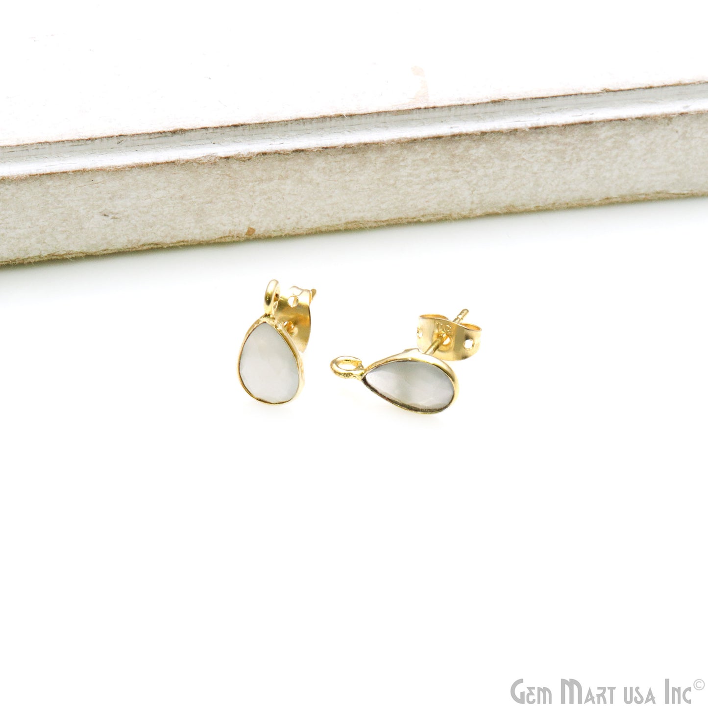 DIY Pears 6x9mm Gold Bail Gemstone stud Earring