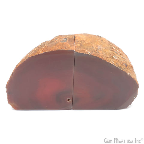 Large Geode Bookend. Red Agate Bookend Pair. (2.7lbs, 5-6"inch). Mineral Rock Formation, Healing Energy Crystal, Home Decor. *Ships Free