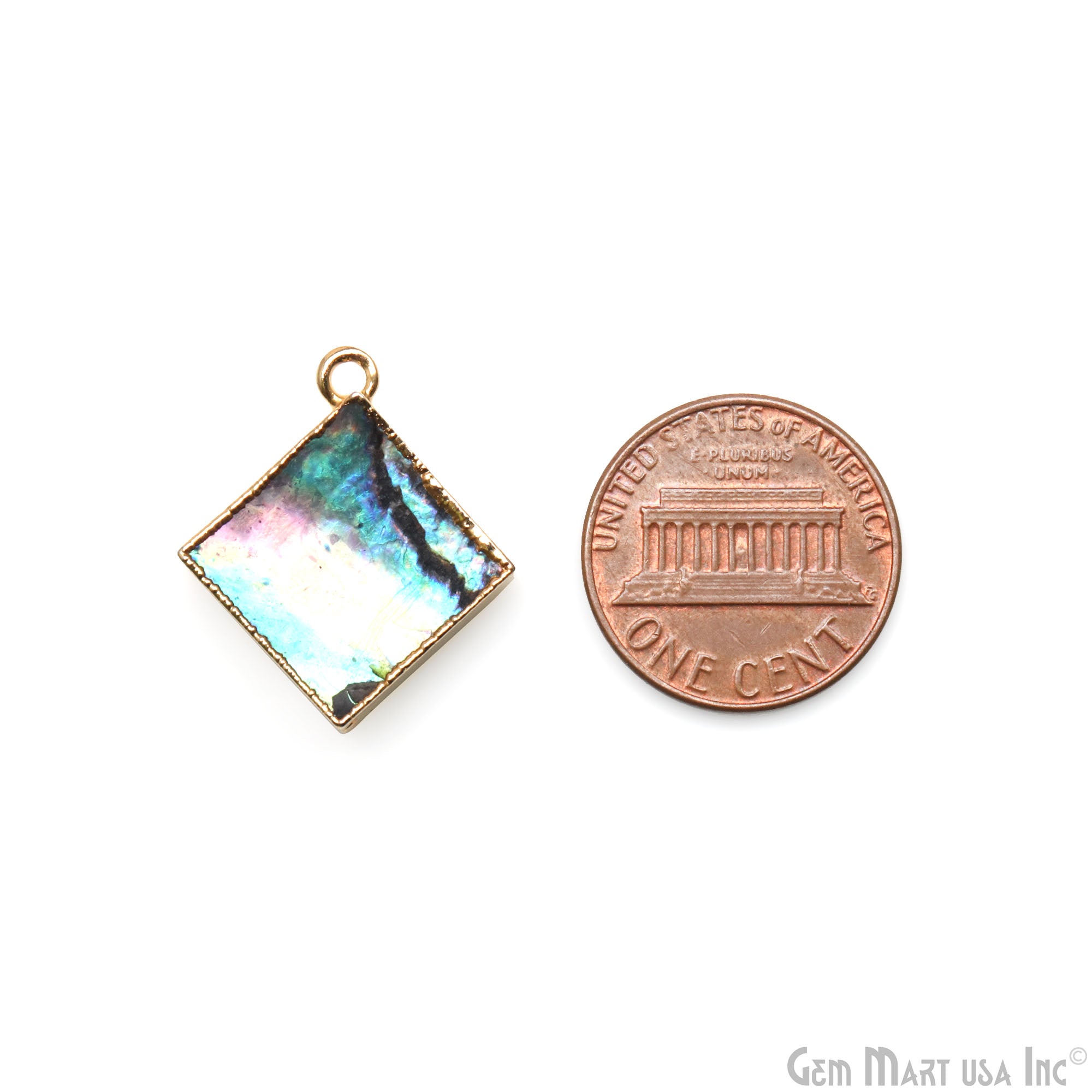 Abalone Shell 14mm Square Single Bail Gold Electroplated Connector