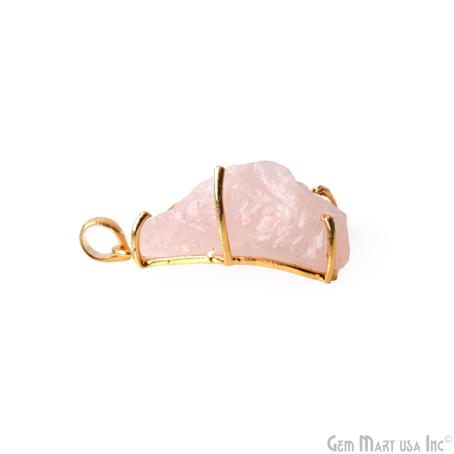 Natural Morganite Organic 31x22mm Gold Plated Prong Setting Single Bail Gemstone Pendant