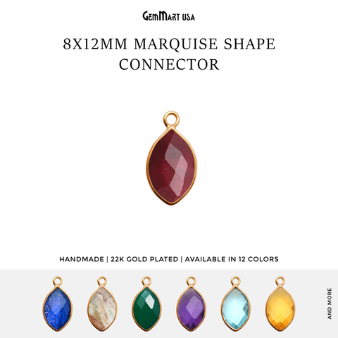 Marquise 8x12mm Single Bail Gold Bezel Gemstone Connector