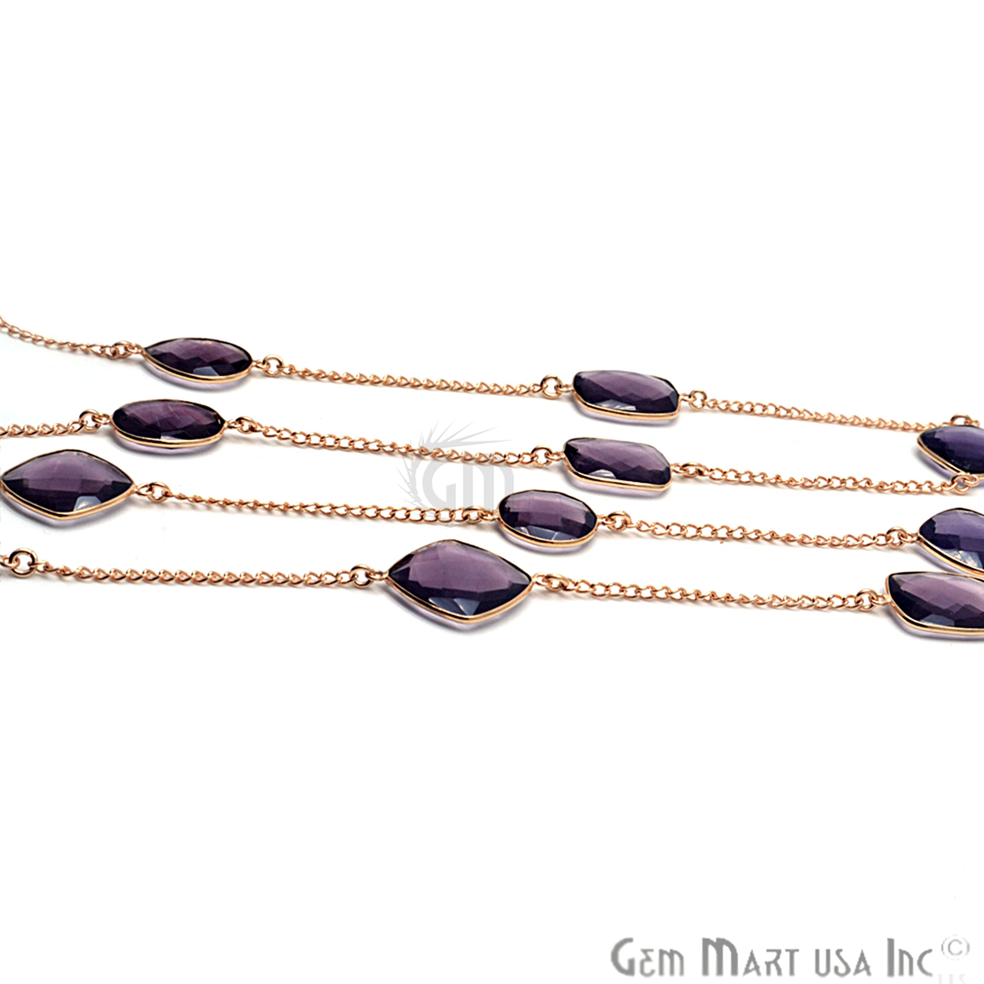 Amethyst 15mm Gold Plated Bezel Link Connector Chain - GemMartUSA (764144255023)