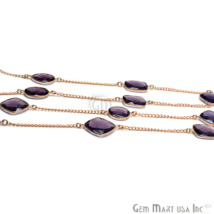 Amethyst 15mm Gold Plated Bezel Link Connector Chain - GemMartUSA (764144255023)