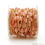 Peach Moonstone Tumble Beads 10x6mm Gold Wire Wrapped Rosary Chain