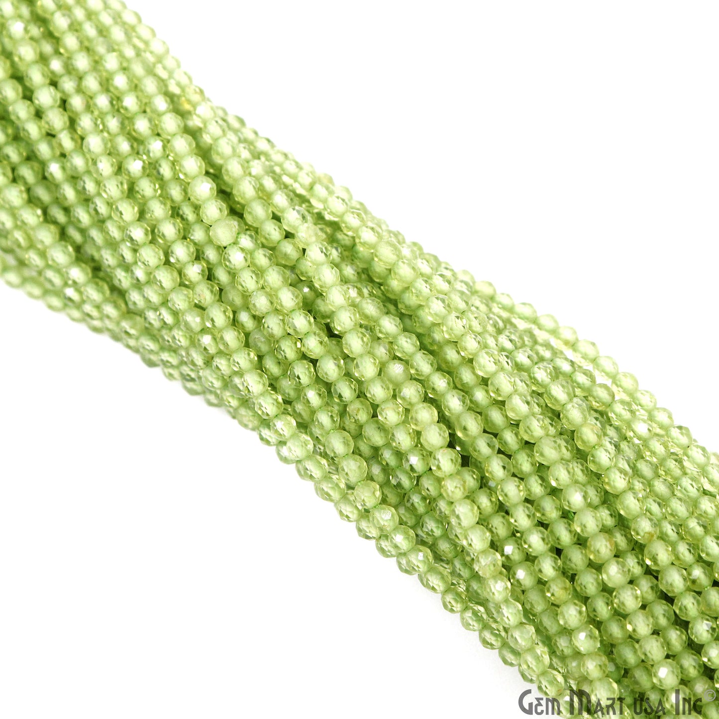 Peridot Rondelle Beads, 12-13 Inch Gemstone Strands, Drilled Strung Nugget Beads, Faceted Round, 2-2.5mm