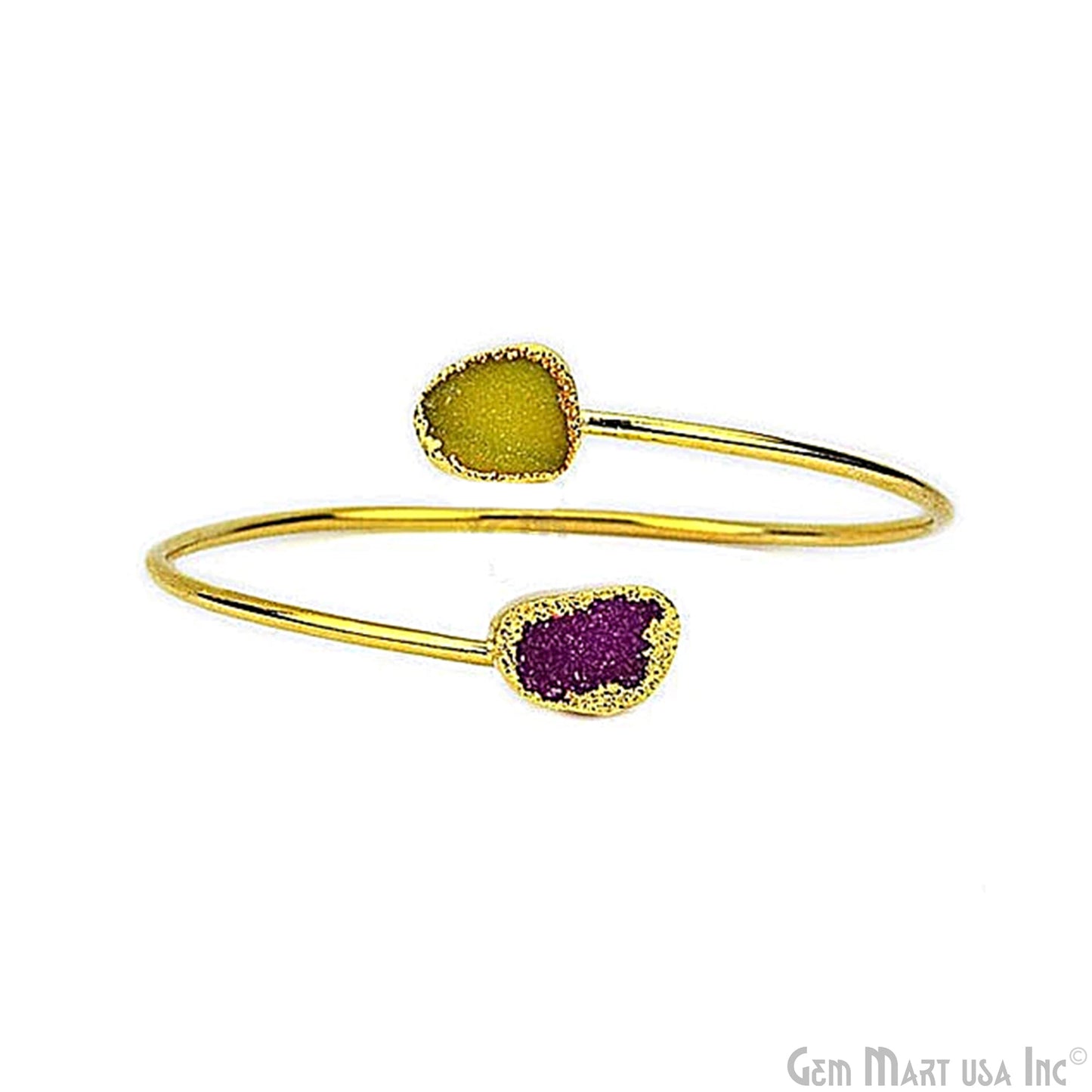 Rough Druzy Adjustable Gold Plated Gemstone Women's Bracelet