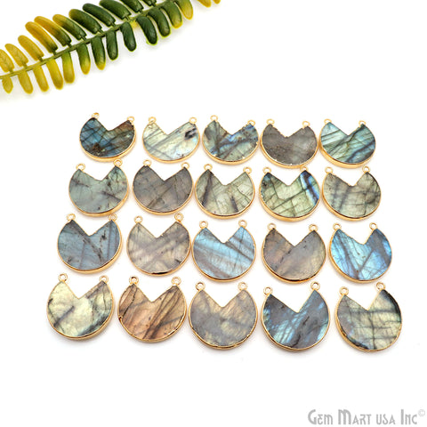 Labradorite 26x25mm Gold Electroplated Double Bail Necklace Pendant
