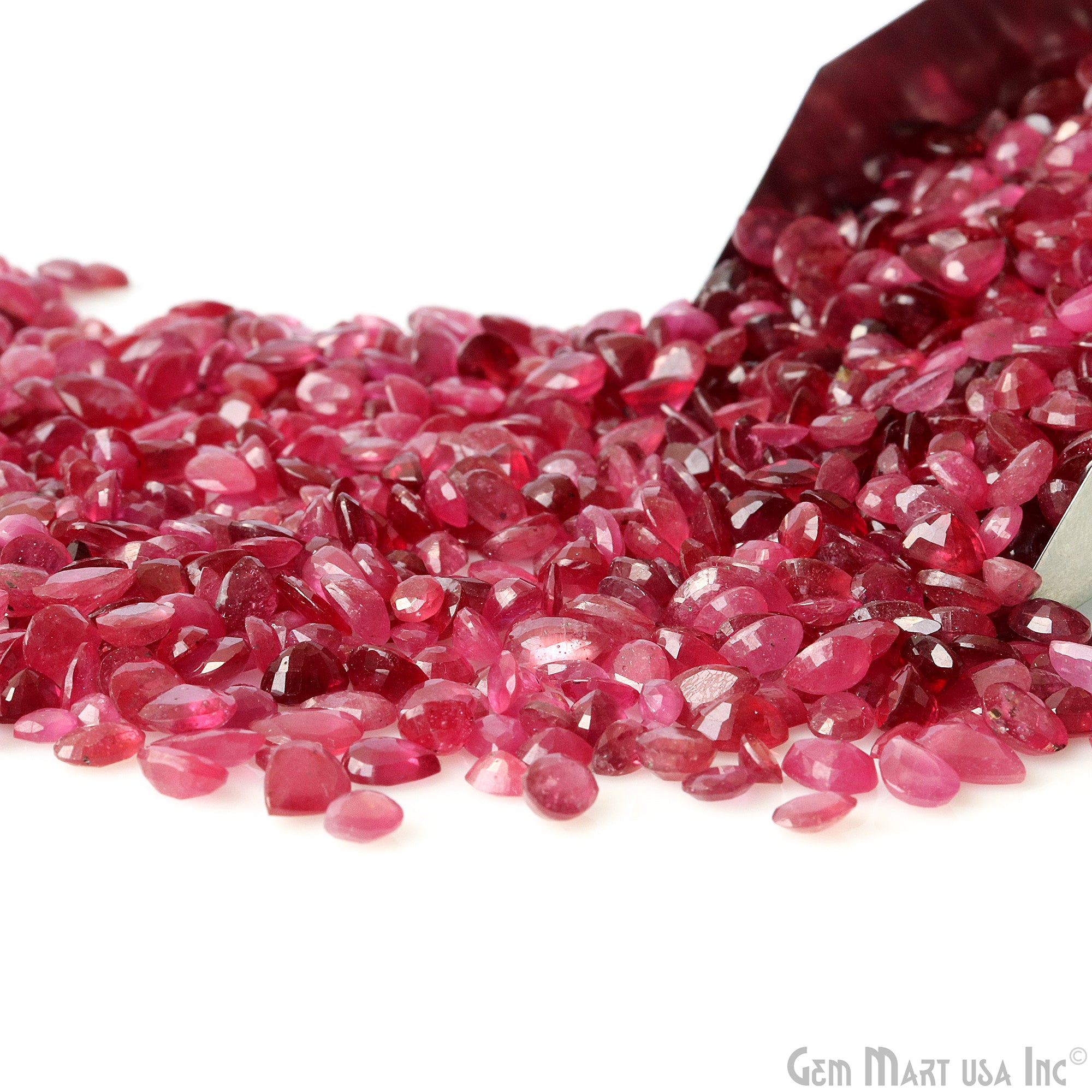 50ct Ruby Oval And Pear Shape Mix Size Faceted Loose Gemstone
