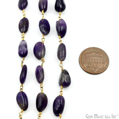 Amethyst 12x5mm Tumble Beads Gold Plated Rosary Chain