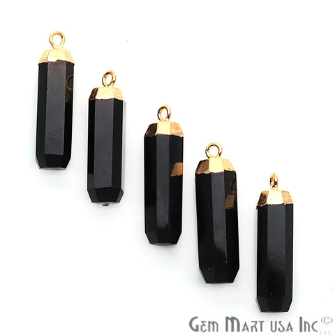 Single Point Bail 30x8mm Gold Electroplated Pendant Connector (Pick Gemstone) - GemMartUSA