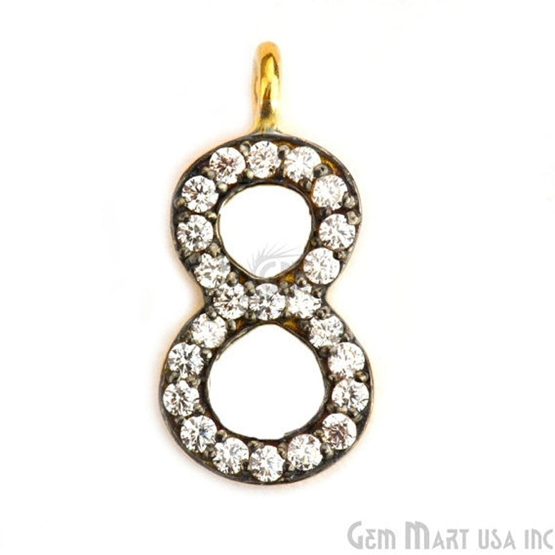 8' Numbering CZ Pave Gold Vermeil Charm for Bracelet & Pendants - GemMartUSA