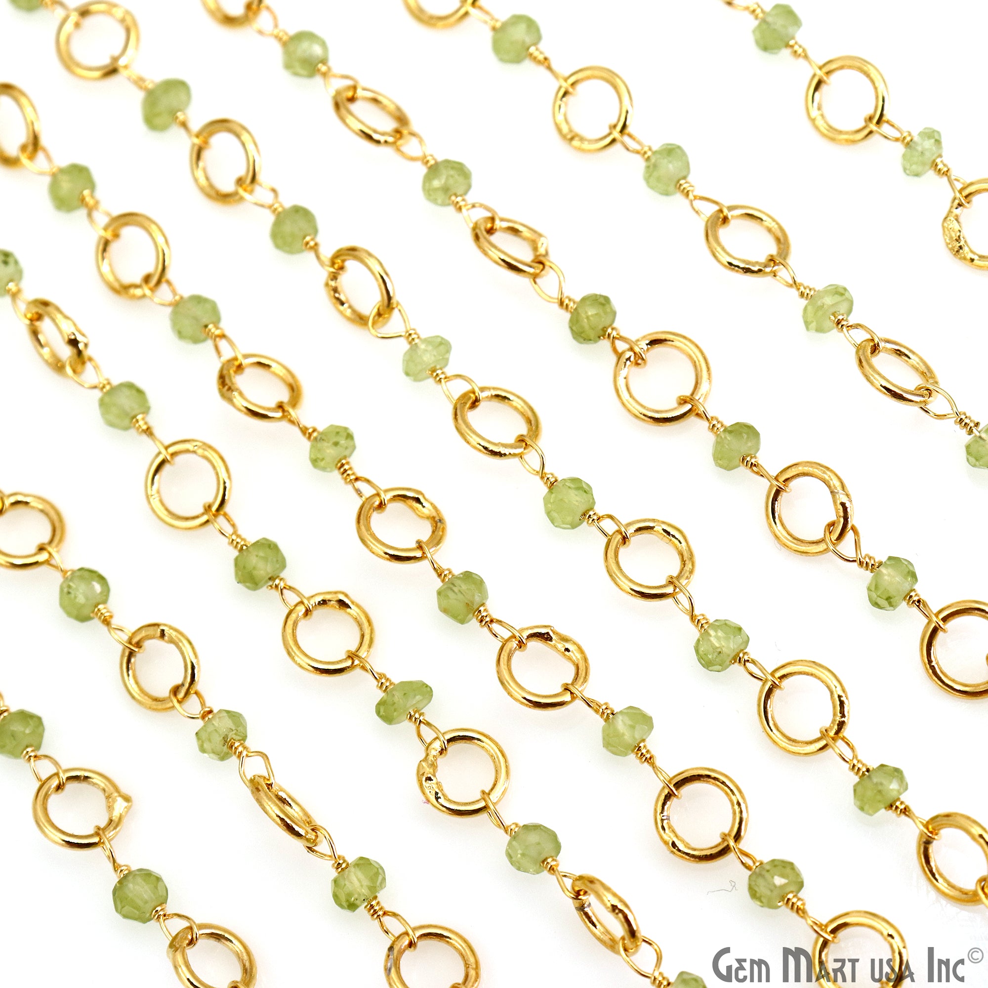 Peridot Beads 3-3.5mm Gold Plated 6mm Round Finding Rosary Chain