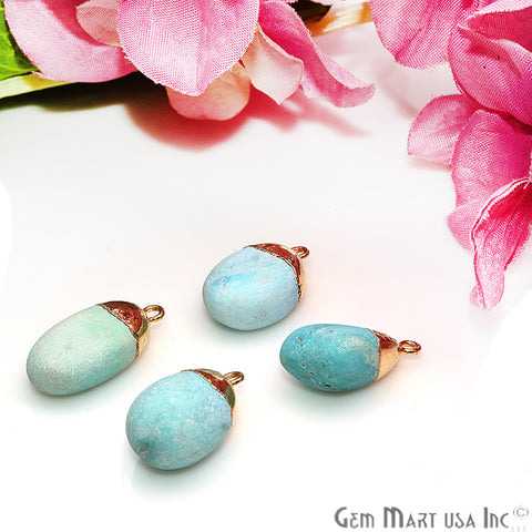 Amazonite Gemstone Frosted Matte Bead 20x12mm Gold Edged Single Bail Connector - GemMartUSA