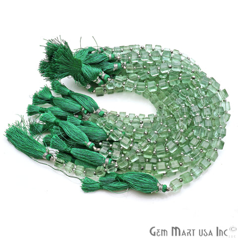 Green Fluorite Box 6-7mm Faceted Crafting Beads Gemstone Briolette Strands 8 Inch - GemMartUSA