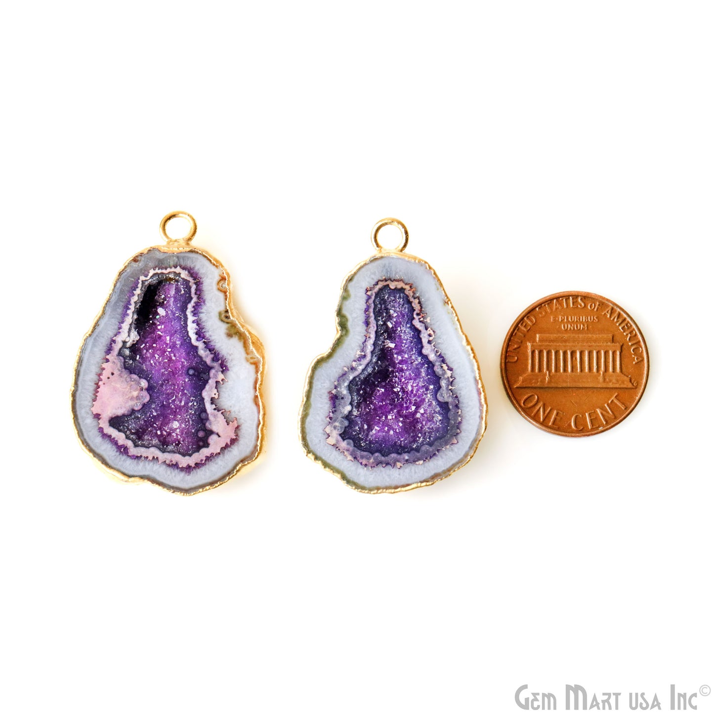 Geode Druzy 37x24mm Organic Gold Electroplated Single Bail Gemstone Earring Connector 1 Pair