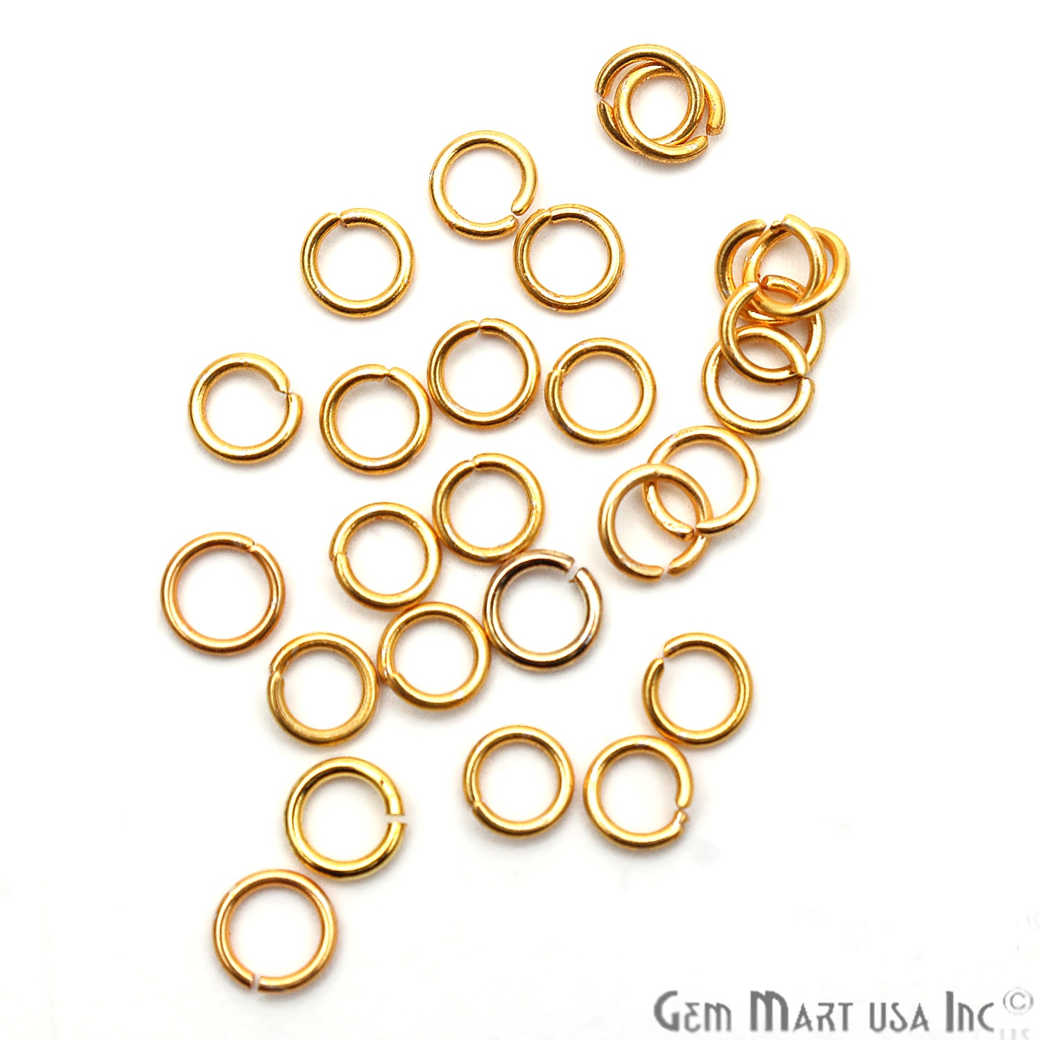 10pc Lot Open Jump Rings 6mm Gold Plated Finding Jewelry Charm - GemMartUSA