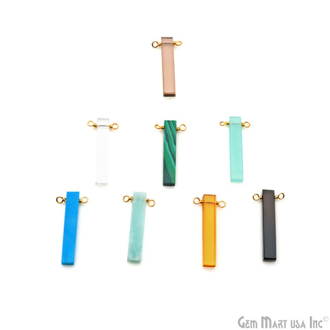 Gemstone Rectangle 30x14mm Gold Wire Wrapped Connector Bar Pendant
