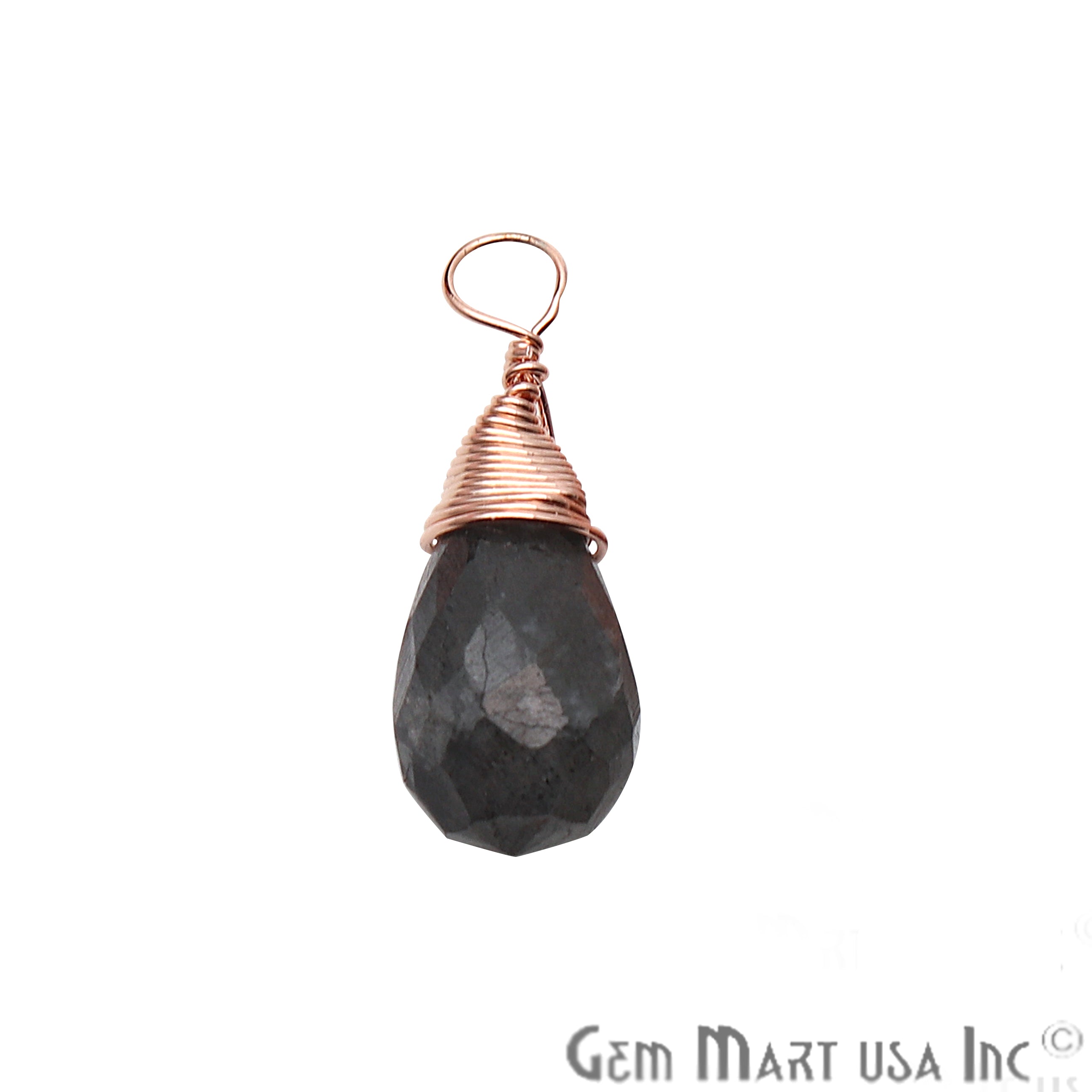 Drop Shape 20x8mm Wire Wrapped Single Bail Gemstone Connector (Pick Your Stone & Plating) - GemMartUSA