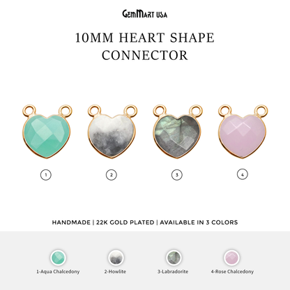 Heart 10mm Gold Plated Cat Bail Gemstone Bezel Connector