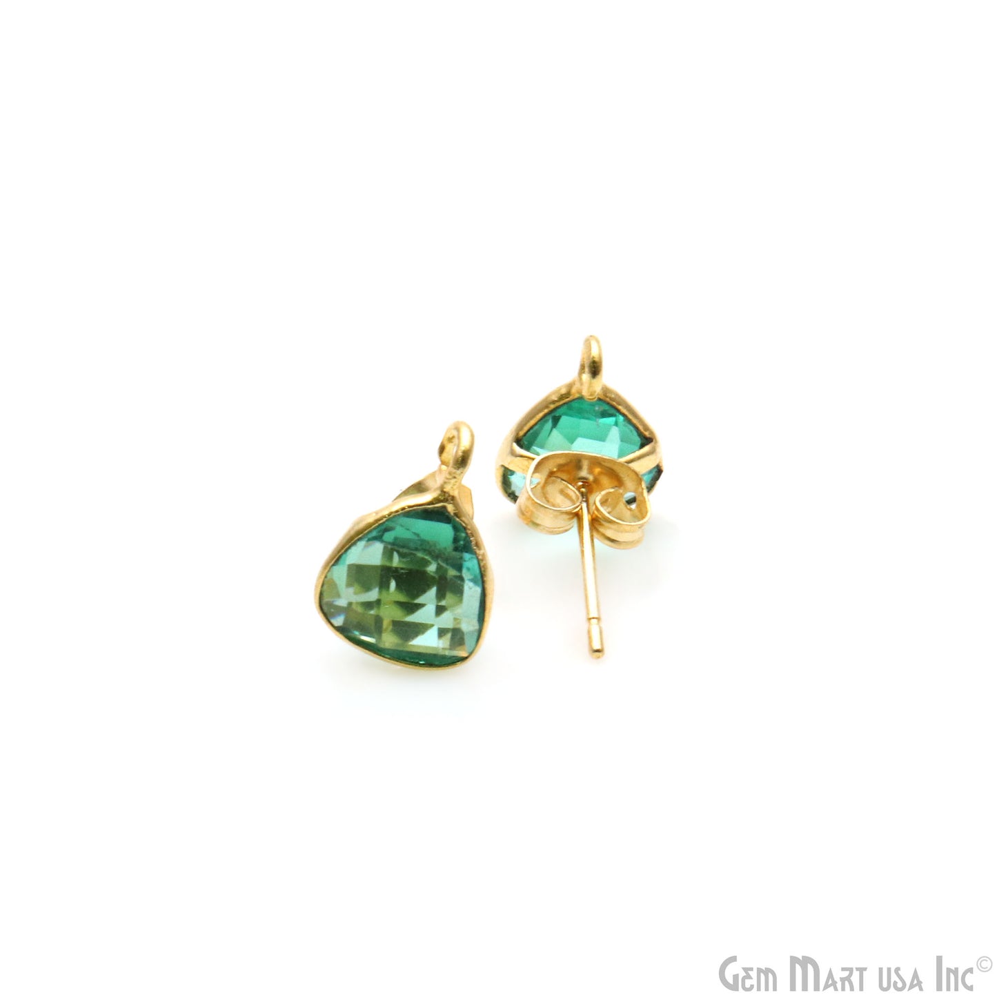 DIY Trillion 8mm Gold Bail Gemstone stud Earring