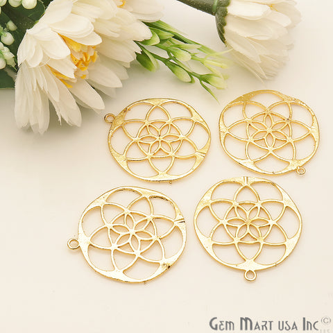 Mandala Shape Finding 40x36mm Gold Plated Chandelier Jewelry Charm - GemMartUSA