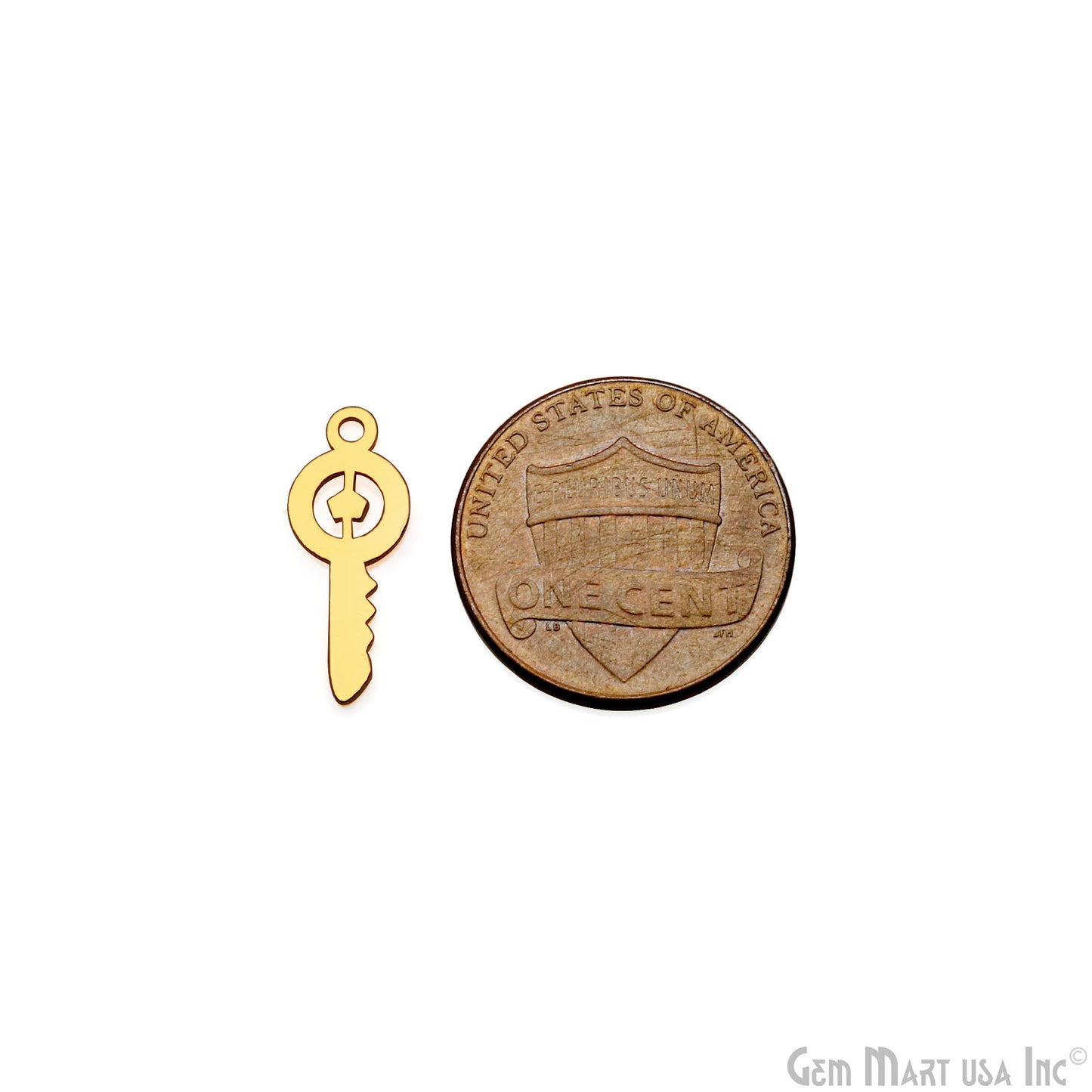 Key Shape Laser Finding Gold Plated 17.5x7mm Charm For Bracelets & Pendants