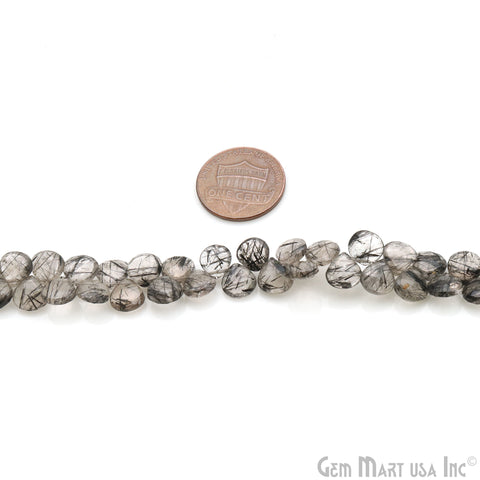 Rutilated Heart Beads, 6 Inch Gemstone Strands, Drilled Strung Briolette Beads, Heart Shape, 6-7mm