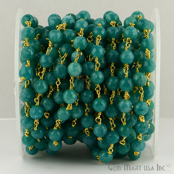 Turquoise Green Jade Faceted...
