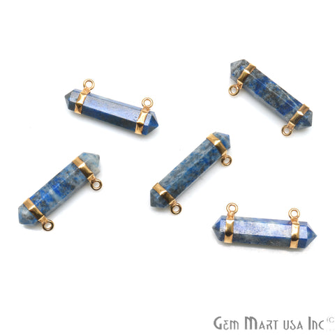 Gemstone 38x10mm Double Point Gold Plated Cat Bail Gemstone Connector (Pick Gemstone)
