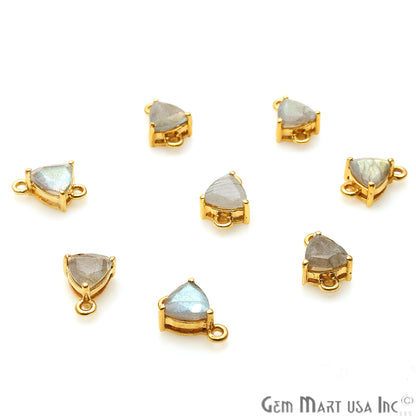 Labradorite Prong Setting Gold Plated Flashy Gemstone Connector - GemMartUSA