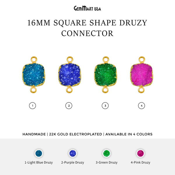 Gold Electroplated 16mm Square...