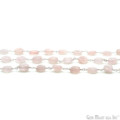 Rose Quartz 8x5mm Tumble Beads Gold Plated Rosary Chain