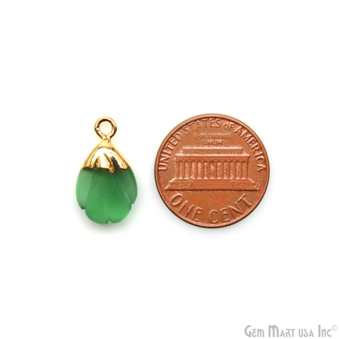 Sea Shell Gemstone Charm 18x10mm Gold Electroplated