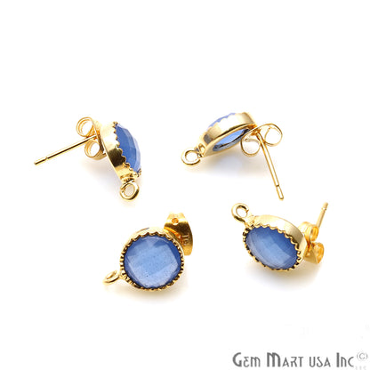 DIY Round 13x9mm Gold Bail Gemstone stud Earring (Pick Your Gemstone) - GemMartUSA