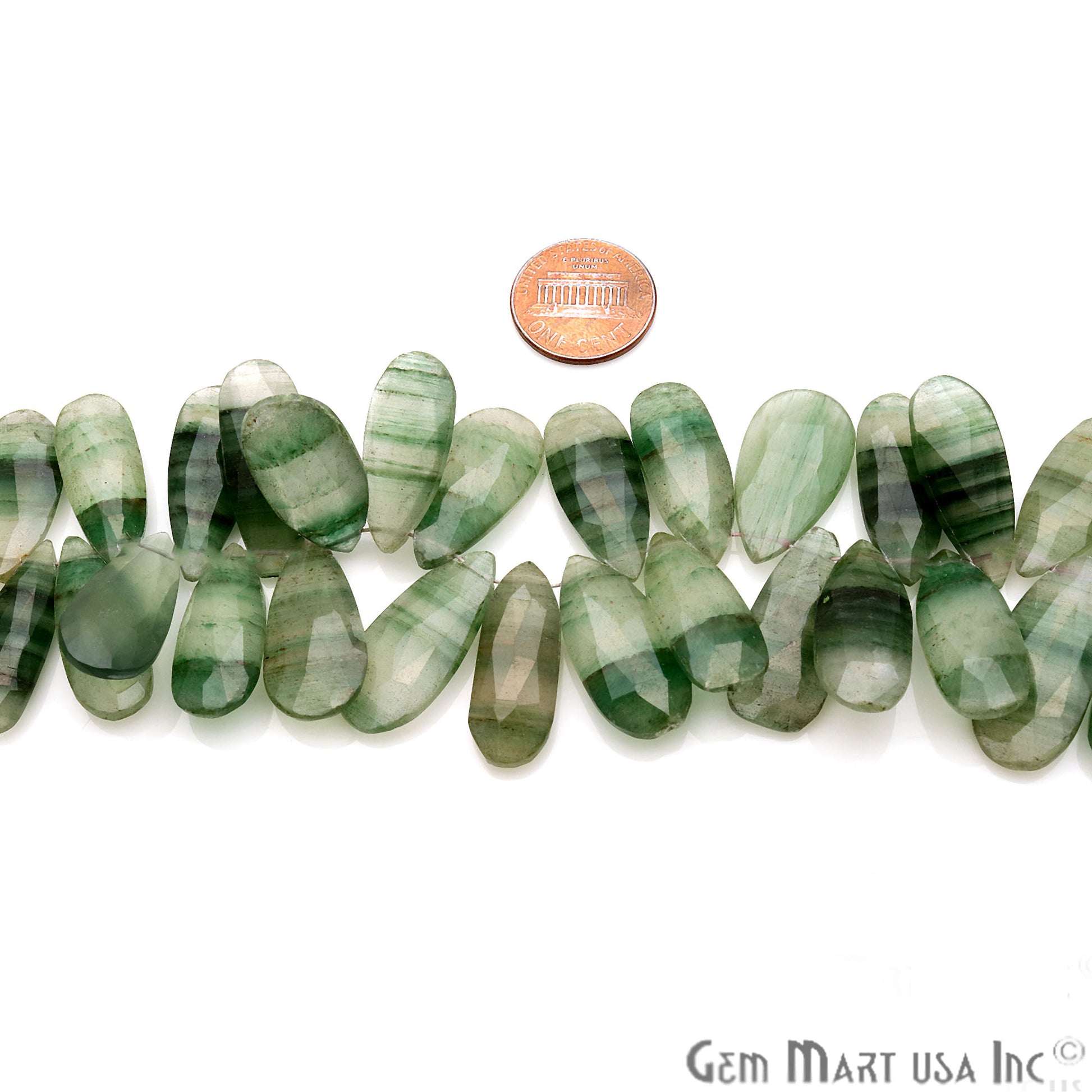 Green Rutile Pears 23x11mm Crafting Beads Gemstone Briolette Strands 8 Inch - GemMartUSA