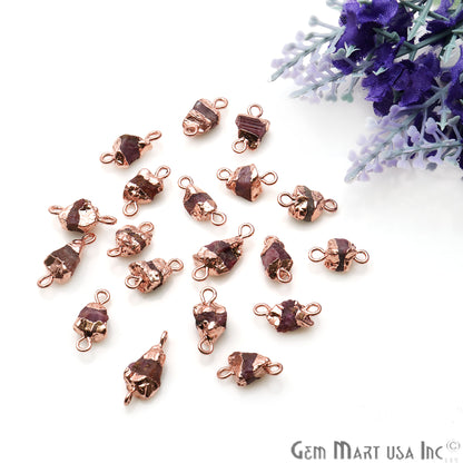 Rough Ruby Organic 14x6mm Rose Gold Electroplated Pendant Connector - GemMartUSA