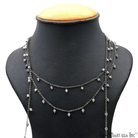 Labradorite Faceted Beads 3-4mm Oxidized Cluster Dangle Chain