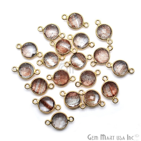 Round 8mm Gold Plated Double Bail Gemstone Connectors (Pick Your Lot Size) - GemMartUSA