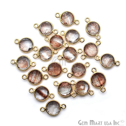 Round 8mm Gold Plated Double Bail Gemstone Connectors (Pick Your Lot Size) - GemMartUSA