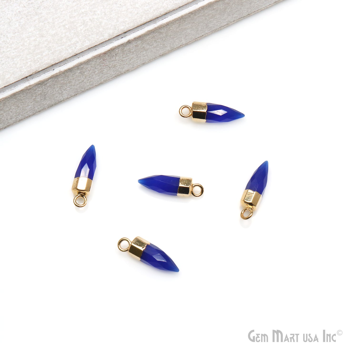 Bullet Gold Edged 17x5mm Single Bail Gemstone Connector