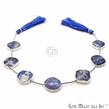 Sodalite Free Form 18x15mm Silver Edged Crafting Beads Gemstone Strands 9INCH - GemMartUSA