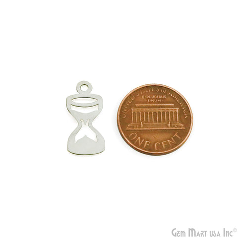 Hourglass Shape Laser Charm Silver Plated 19.6x9.1mm Finding Charm Connector