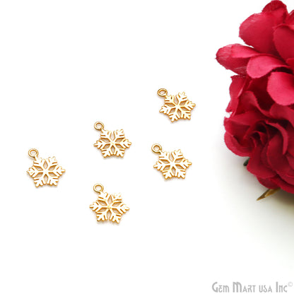 Snowflake Shape 19x13mm Gold Plated Textured Charm Minimalist Finding