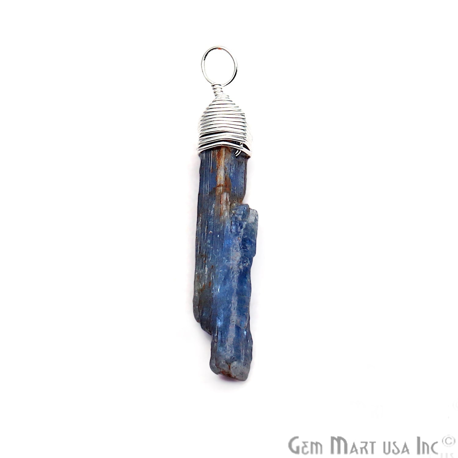 Kyanite Silver Wire Wrapped 30x4mm Jewelry Making Rough Shape Connector - GemMartUSA