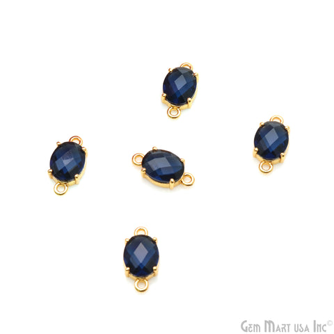 Cabochon Oval 7x9mm Prong Gold Plated Double Bail Connector