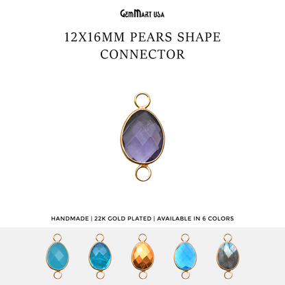 Gemstone 12x16mm Pears Gold Bezel Big Bail Connector