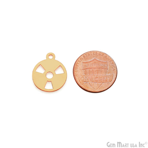 Biohazard Radiation Symbol Shape Laser Finding Gold Plated 18x15mm Charm For Bracelets & Pendants
